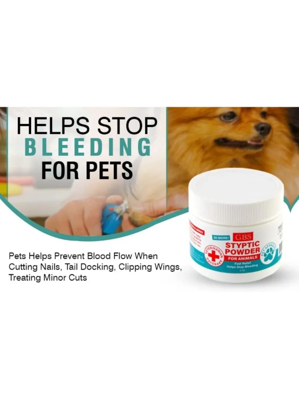 5 oz Pet Styptic Powder for Quick Blood Clotting - First Aid for Dogs, Cats